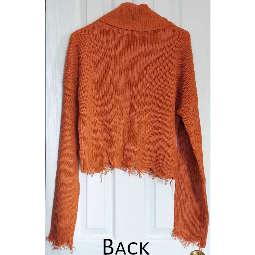 NWT - Burnt Orange Distressed Turtleneck Sweater - Picture 4 of 7